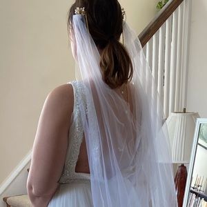 Cathedral Length WHITE Draped Veil for Wedding
